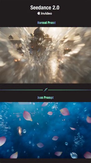 📖THE SEEDANCE 2.0 PROMPT FORMAT THAT NOBODY IS USING BUT EVERYONE SHOULDMost people use Seedance 2.0 wrong.They type a normal prompt and wonder why the result looks generic.The difference between these two visuals isn't a better idea — it's a better prompt format.Normal prompt gives you a good result. JSON prompt gives you a cinematic one.Here's why it works:A normal prompt describes what you want. A JSON prompt tells Seedance exactly how to build the scene — camera movement, lighting angle, at