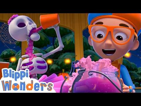 Blippi Throws a Spooky Halloween Party! 🎃🕷️ Halloween Cartoons | Blippi Cartoon Videos for Kids