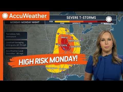 Most Dangerous Day of Severe Weather Outbreak Forecast for Monday