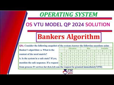 Bankers Algorithm to find safe sequence | Q5c | vtu question paper Jan 2024 solution | OS | BCS303