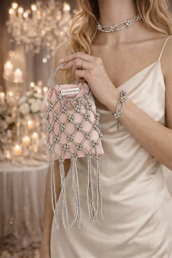 Blush Pink Velvet Wedding Pouch With Rhinestone Mesh, Bridal Clutch Bag With Tassels, Sparkling Evening Purse, Romantic Gift for Her - Etsy