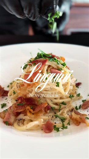 Parmesan Wheel Linguini with Bacon, Chicken or Smoked Marlin — SPARC Rs 745