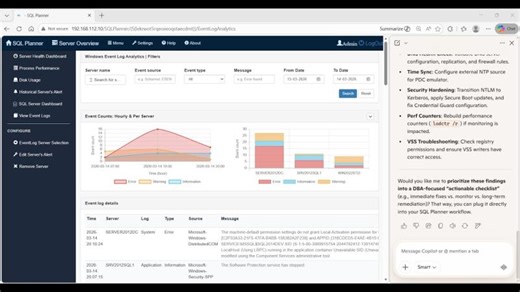 Windows Server Log Monitoring Free tool (SQL Planner) | Web SQL Technology PVT LTD