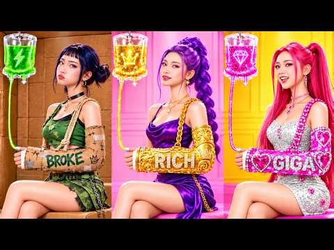 Poor vs Rich vs Giga Rich Makeover From Nerds to Popular | KPop Demon Hunters