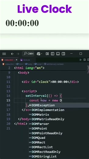 Display Current Time Using JavaScript (Live Clock)