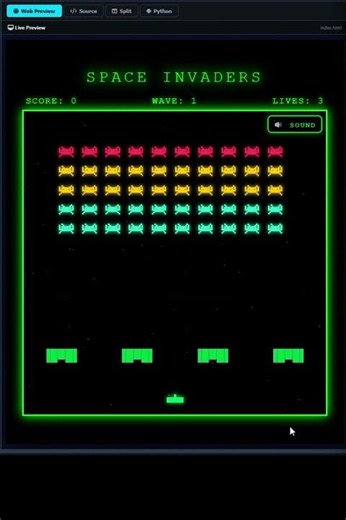 SPACE INVADERS 🚀 | Retro Arcade Game Made with HTML CSS JavaScript #shorts