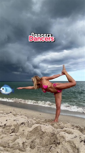 Pink bikini, ocean breeze and one last dancer’s pose before the rain clouds roll in. Finding balance wherever the day takes me. #DancersPose #BeachYoga #YogaOver50 #BikiniYoga #Yogabeachbody