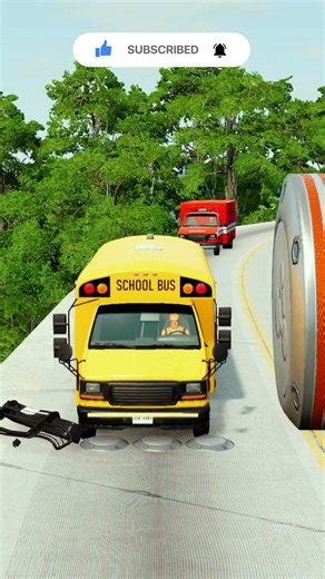 Police & Ambulance Van vs Giant Pit Bollards - BeamNG.Drive #shorts #beamngdrive #viralshorts