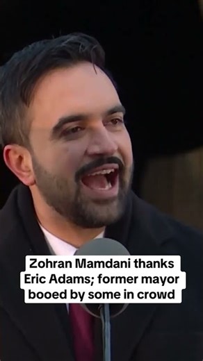 Zohran Mamdani thanks Eric adams; former mayor booed by some in crowd