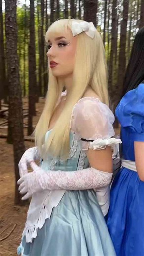 Two Alice characters meet in a Wonderland cosplay