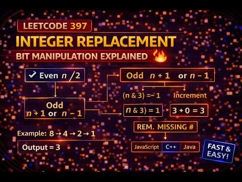LeetCode 397 | Integer Replacement 🔥 Bit Manipulation Explained