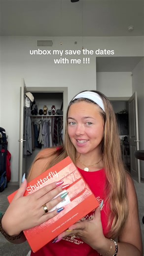 unboxing my save the dates from @Shutterfly 💌 I absolutely love how these turned out & it was the easiest process! lmk if you want to see more on how I designed them :) #weddingtiktok #savethedate #shutterflypartner #shutterflystudio