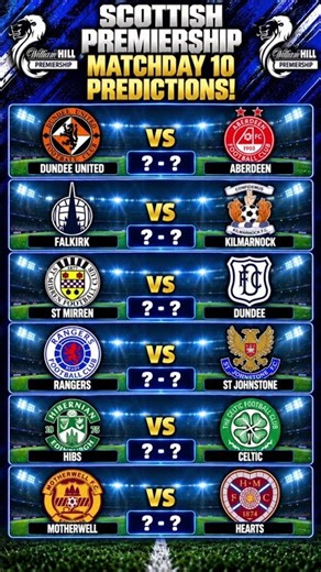 SCOTTISH PREMIERSHIP MATCHDAY 10 PREDICTIONS! #scottishfootball #celtic #rangers #hearts #hibs