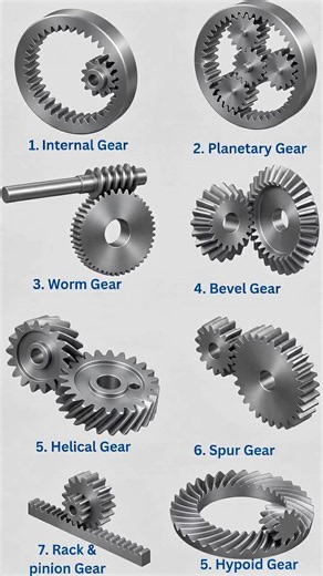 8 Types of Gears Explained ⚙️ | Internal, Planetary, Worm, Bevel, Helical, Spur, Rack & Pinion ⚙️😱