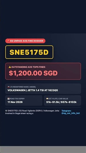 SNE5175D owes $1,200.00 in unpaid SG fines #shorts