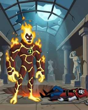 (Fan-Made 2D Animation) Ben 10 Alien Force - Hex with Stone Golem Fight Heatblast in Museum #shorts