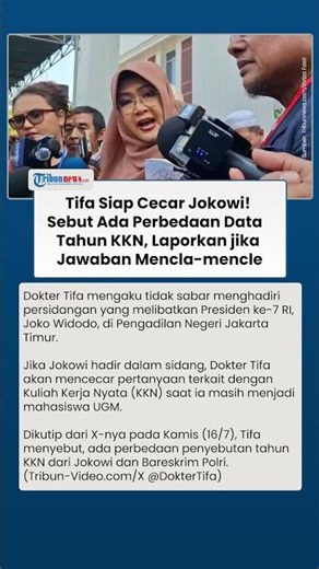 Tifa Tak Sabar Cecar Jokowi di Sidang, Ungkit Perbedaan Penyebutan Tahun KKN, Ancam Laporkan Video