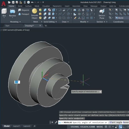 AutoCAD Revolve Command Tutorial 🔥 | Create 3D Objects from 2D Profile#autocad#cad#Revolve #cadline