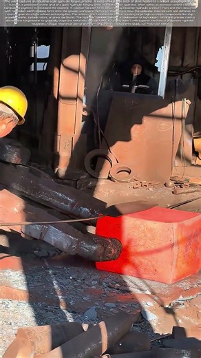 Forging the Massive: A Hydraulic Hammer's Dance with Glowing Steel