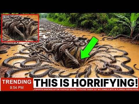 Experts Shocked After Footage Shows Pythons Taken Out in a Single Bite in Florida Everglades