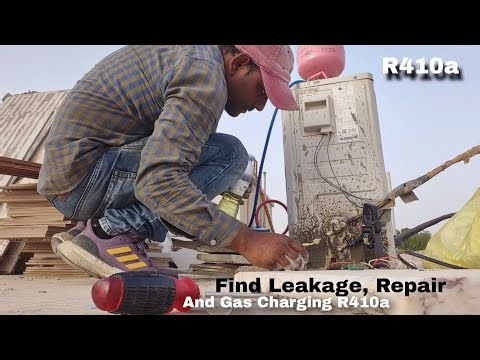 Split Air Conditioner Find Leakage, Repair And Gas Charging R410a Without Vaccum Pump