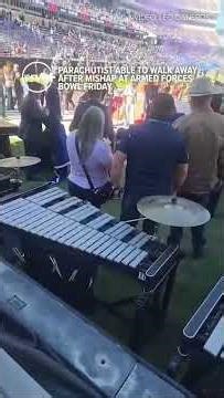 Parachutist able to walk away after mishap at Armed Forces bowl