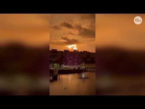 Explosion of Blue Origin's New Glenn rocket on launch pad captured in footage across Cape Canaveral