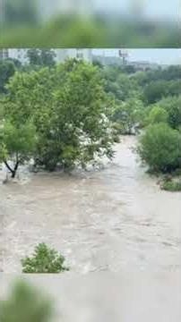 The Rim Trailhead becomes a raging river