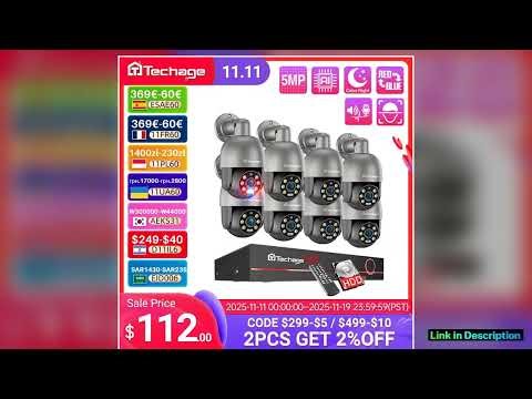 Techage H265 8CH 5MP 8MP POE Smart Security PTZ Camera System Ultra HD Outdoor CCTV System Full Col