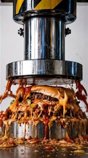 Burger Explosion in Hydraulic Press 🤯