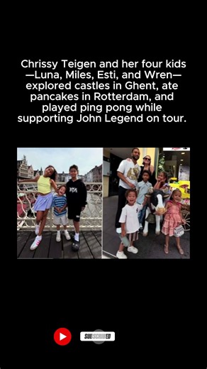 Chrissy Teigen & Kids Explore Europe While Supporting John Legend on Tour ❤️🇪🇺 #shorts #chrissytei
