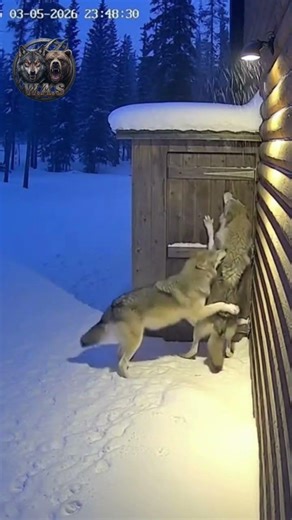 WOLF ATTACK: Huge Grey Wolf Tries to Break Into My Cabin! 😱❄️🐺