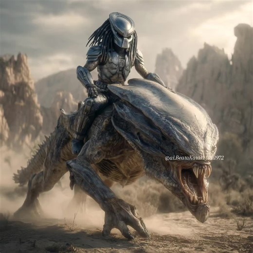 The ultimate Yautja warrior taming a legendary alien beast?! 🏜️👽 Picture this: A young Predator crash-lands on a brutal desert planet to complete his rite of passage. His insane challenge? Capture and DOMINATE the galaxy's most ferocious apex monster—a massive, bronze-armored alien creature with razor fangs, ridged skull, and unstoppable power! 🦖⚔️ The second he cracks open the ancient crypt, that roaring beast explodes awake—acid drool smoking on stone, chains snapping! 💥😈 Brutal fight eru