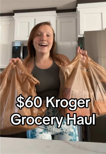 $60 Kroger grocery haul for a family of 4 🙌🏼💛 #kroger #groceryhaul #groceries #krogerdeals #krogerfinds