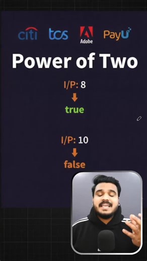 WaysToCode on Instagram: "🚀 Most Asked Interview Question — Power of 2 This question looks simple, but it’s a classic interview trap 👀 Let’s break it the right way, not the brute-force way. 🎯 Problem: Given a number, check whether it is a power of 2 or not. 💡 Smart Observation: A power of 2 has only one set bit in its binary representation. 👉 Using bit manipulation, we can solve this in O(1) time without loops or recursion. 🧠 Edge Cases You MUST Handle (Very Important): • If the given numb