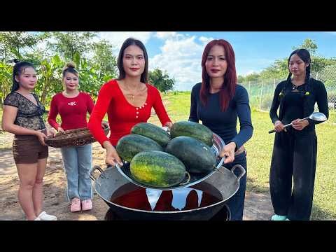 Amazing cooking stir fried rice and watermelon  jelly yummy recipe | Amazing video