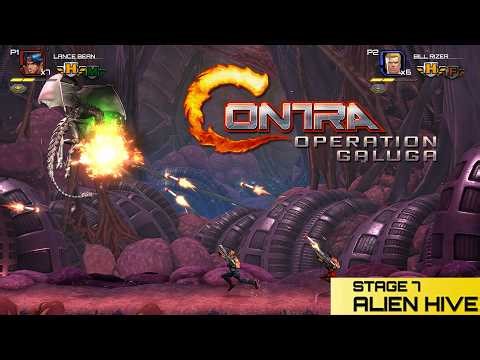 Contra Operation Galuga Co-Op Stage 7 Alien Hive Gameplay Walkthrough
