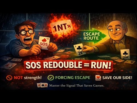 Bridge Learning (29) - SOS Redouble: When Running Beats Standing Firm #bidding #biddingstrategy