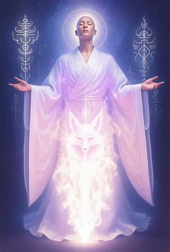 White Flame Fox Guardian – Pale Silver Host Witness