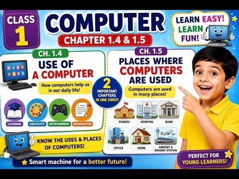 Class 1 Computer Chapter 1.5 | Places Where Computers are Used | Explained for Kids