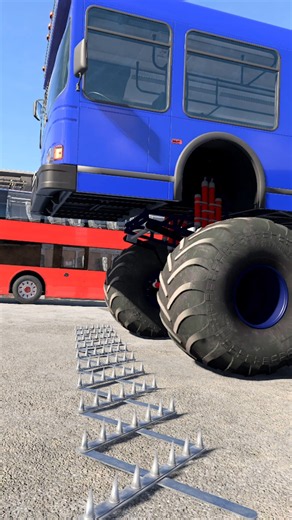 Bus Vs Spike Strip! 😱 Tires Pop Test — BeamNG.drive #beamng #beamngdrive #gaming