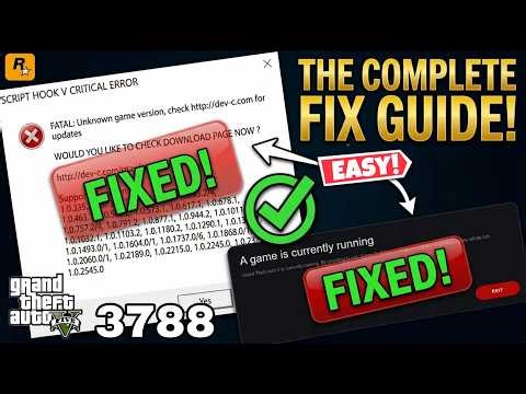 GTA V 3788 CRITICAL SCRIPTHOOK ERROR | Game is Currently Runing ALL FIXED EASY SOLUTION