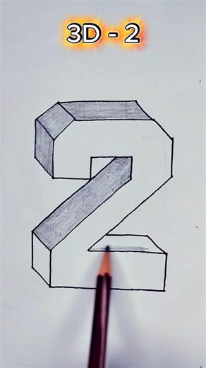 How to Draw 3D Number 2 ✏️ Easy Trick That Looks AMAZING! 😍🔥 #shorts