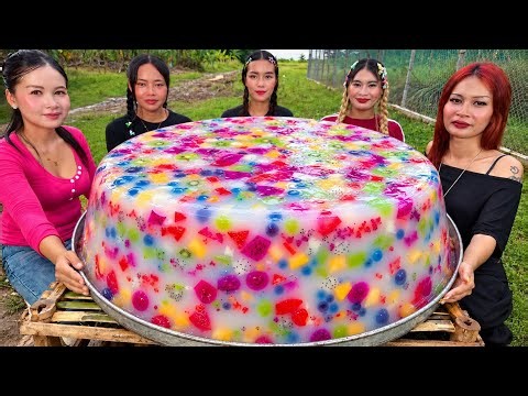 Amazing cooking massive mixed fruits jelly dessert and eat recipe | Amazing video