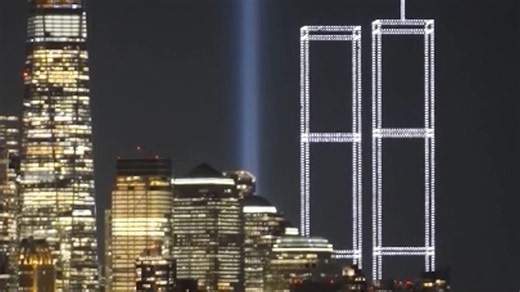 David Muir sharers 9|11 tribute of drones illuminating NYC skyline with Twin Towers