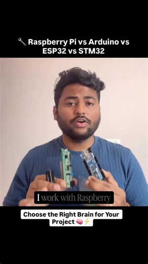 CS Electrical and Electronics on Instagram: "🔧 Raspberry Pi vs Arduino vs ESP32 vs STM32 – Choose the Right Brain for Your Project 🧠⚡ Many beginners (and even professionals) ask me: Which board should I use? Raspberry Pi, Arduino, ESP32, or STM32? The truth is — there’s no “best” board, only the right tool for the job 👌 Raspberry Pi 🖥️ is a mini computer that runs Linux. It’s perfect for edge AI 🤖, computer vision 👁️, media servers, robotics brains, and rapid prototyping where high process