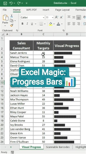 how to create visual progress bars in excel (Fast & Easy) #excel #exceltips #microsoftexcel