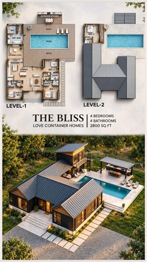 4-Bedroom Shipping Container Home Plan | The Bliss | 2,800 sqft #containerhomeplans #containerhouse