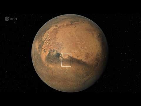 Fly Over Schiaparelli Crater on Mars – Animated From Orbiter Imagery