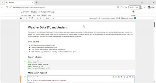 ETL and Weather Data Analysis with OpenWeather API and Python | Tahani Mohamed posted on the topic | LinkedIn